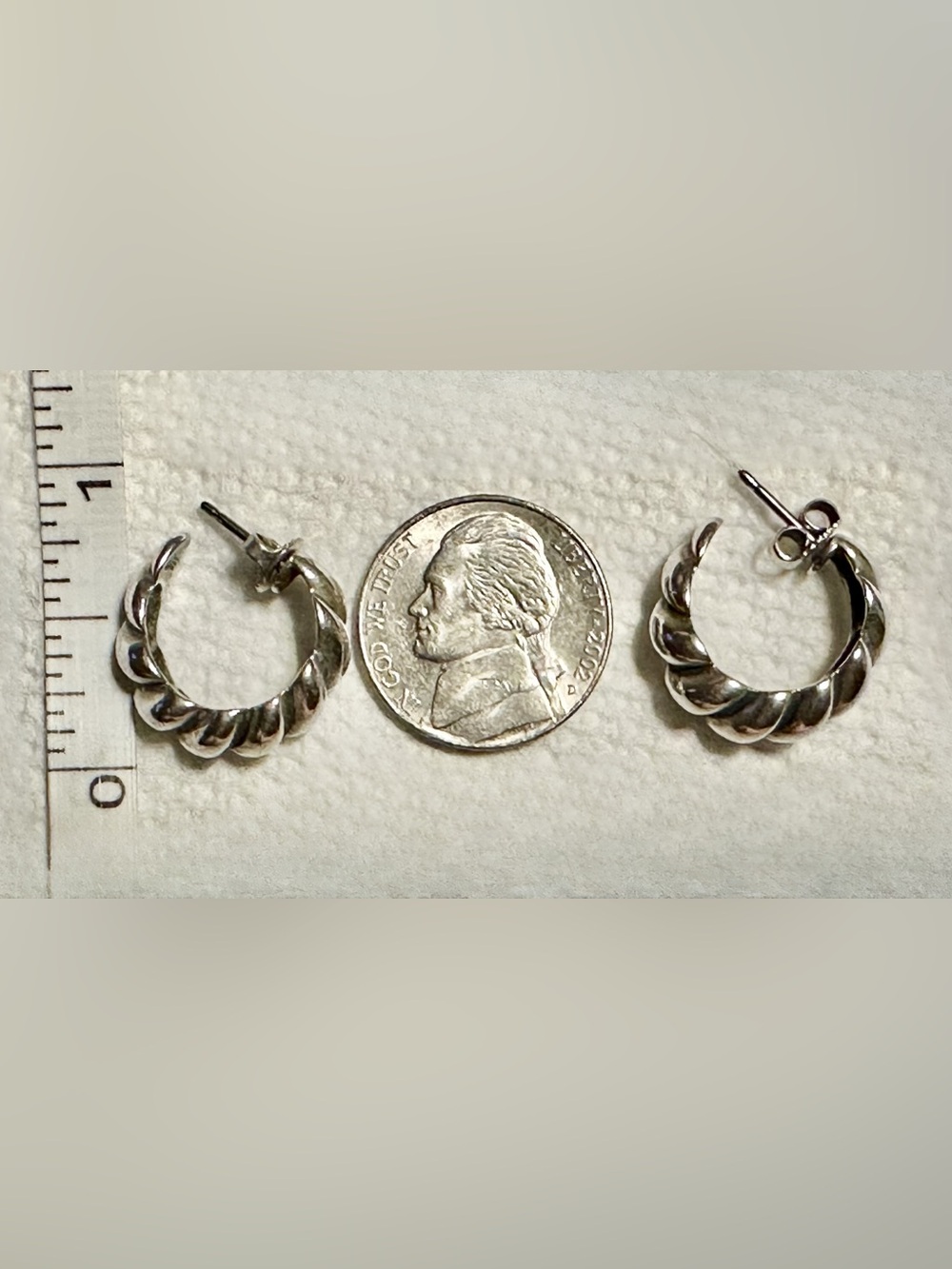 Authentic James Avery Sterling Silver Half Twist Hoop Earrings - Picture 4 of 4